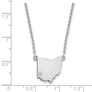 Sterling Silver Rhodium-plated LogoArt Miami University Ohio Shape 18 inch Necklace