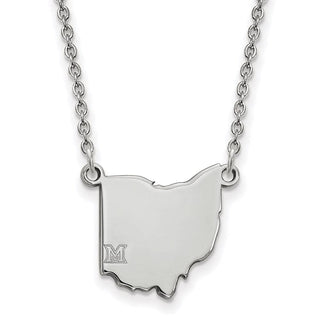Sterling Silver Rhodium-plated LogoArt Miami University Ohio Shape 18 inch Necklace