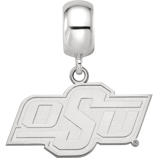 Sterling Silver Rhodium-plated LogoArt Oklahoma State University O-S-U Small Dangle Bead Charm