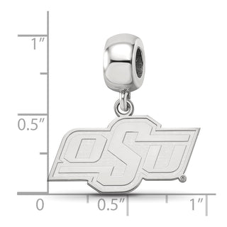 Sterling Silver Rhodium-plated LogoArt Oklahoma State University O-S-U Small Dangle Bead Charm