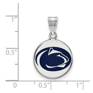 Sterling Silver Rhodium-plated LogoArt Penn State University Lion Medium Enameled Disc Pendant