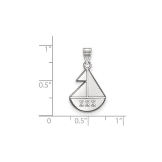 Sterling Silver Rhodium-plated LogoArt Sigma Sigma Sigma Sorority Symbol Small Pendant