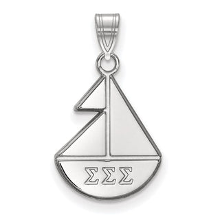 Sterling Silver Rhodium-plated LogoArt Sigma Sigma Sigma Sorority Symbol Small Pendant
