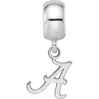 Sterling Silver Rhodium-plated LogoArt University of Alabama Letter A Extra Small Dangle Bead Charm