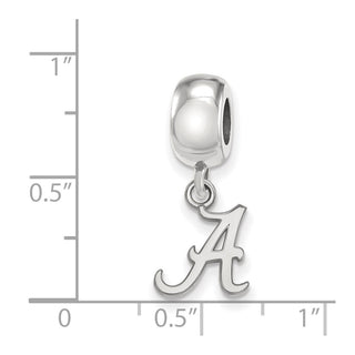 Sterling Silver Rhodium-plated LogoArt University of Alabama Letter A Extra Small Dangle Bead Charm