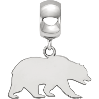 Sterling Silver Rhodium-plated LogoArt University of California Berkeley Bear Small Dangle Bead Charm