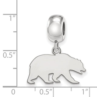Sterling Silver Rhodium-plated LogoArt University of California Berkeley Bear Small Dangle Bead Charm