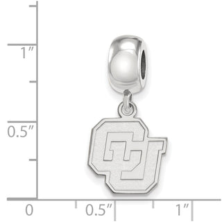 Sterling Silver Rhodium-plated LogoArt University of Colorado C-U Small Dangle Bead Charm