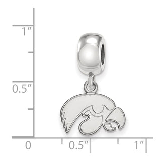 Sterling Silver Rhodium-plated LogoArt University of Iowa Hawk Extra Small Dangle Bead Charm