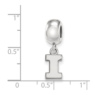 Sterling Silver Rhodium-plated LogoArt University of Illinois Letter I Extra Small Dangle Bead Charm