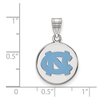 Sterling Silver Rhodium-plated LogoArt University of North Carolina N-C Medium Enameled Disc Pendant