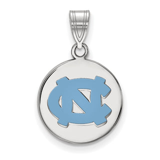 Sterling Silver Rhodium-plated LogoArt University of North Carolina N-C Medium Enameled Disc Pendant