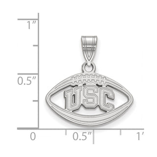 Sterling Silver Rhodium-plated LogoArt University of Southern California U-S-C Football Pendant