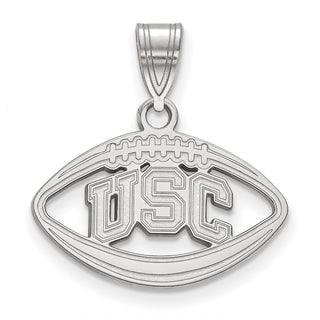 Sterling Silver Rhodium-plated LogoArt University of Southern California U-S-C Football Pendant