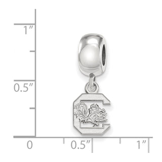 Sterling Silver Rhodium-plated LogoArt University of South Carolina Extra Small Dangle Bead Charm