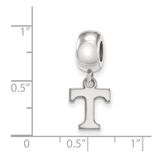Sterling Silver Rhodium-plated LogoArt University of Tennessee Letter T Extra Small Dangle Bead Charm