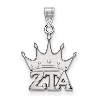 Sterling Silver Rhodium-plated LogoArt Zeta Tau Alpha Sorority Symbol Small Pendant
