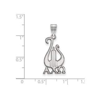 Sterling Silver Rhodium-plated LogoArt Alpha Chi Omega Sorority Symbol Large Pendant