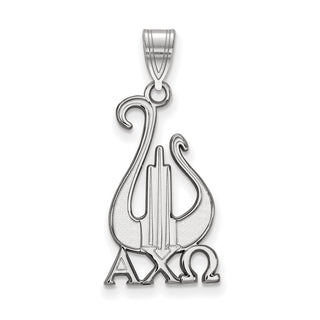 Sterling Silver Rhodium-plated LogoArt Alpha Chi Omega Sorority Symbol Large Pendant