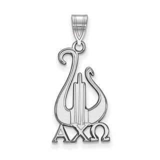 Sterling Silver Rhodium-plated LogoArt Alpha Chi Omega Sorority Symbol Large Pendant
