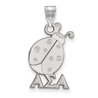 Sterling Silver Rhodium-plated LogoArt Alpha Sigma Alpha Sorority Symbol Medium Pendant