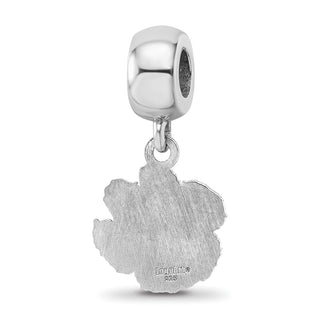 Sterling Silver Rhodium-plated LogoArt Clemson University Tiger Paw Small Dangle Bead Charm