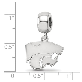 Sterling Silver Rhodium-plated LogoArt Kansas State University Wildcat Small Dangle Bead Charm