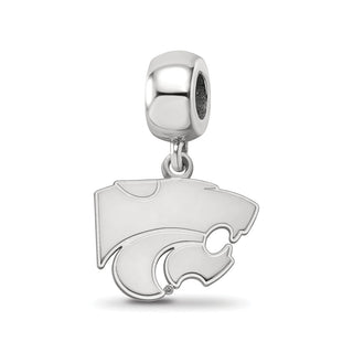 Sterling Silver Rhodium-plated LogoArt Kansas State University Wildcat Small Dangle Bead Charm