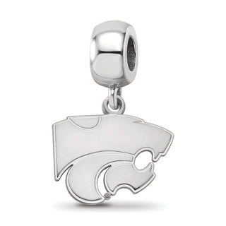 Sterling Silver Rhodium-plated LogoArt Kansas State University Wildcat Small Dangle Bead Charm