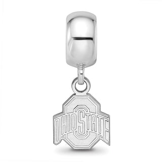 Sterling Silver Rhodium-plated LogoArt The Ohio State University Extra Small Dangle Bead Charm