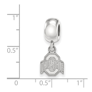 Sterling Silver Rhodium-plated LogoArt The Ohio State University Extra Small Dangle Bead Charm