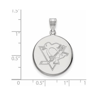10k White Gold NHL LogoArt Pittsburgh Penguins Large Disc Pendant