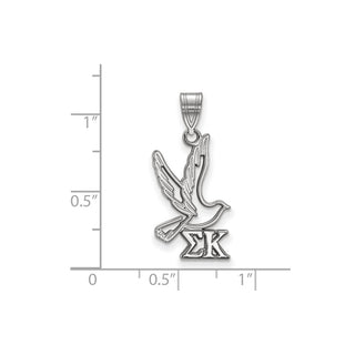 Sterling Silver Rhodium-plated LogoArt Sigma Kappa Sorority Symbol Medium Pendant