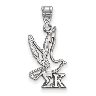 Sterling Silver Rhodium-plated LogoArt Sigma Kappa Sorority Symbol Medium Pendant