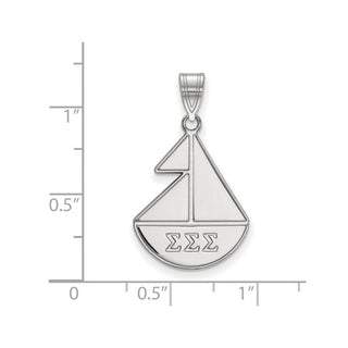 Sterling Silver Rhodium-plated LogoArt Sigma Sigma Sigma Sorority Symbol Medium Pendant