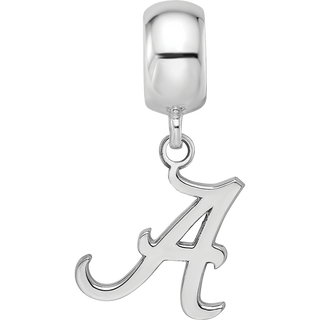Sterling Silver Rhodium-plated LogoArt University of Alabama Letter A Small Dangle Bead Charm