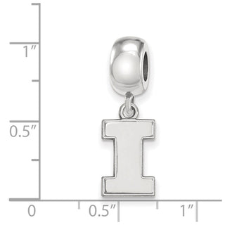 Sterling Silver Rhodium-plated LogoArt University of Illinois Letter I Small Dangle Bead Charm