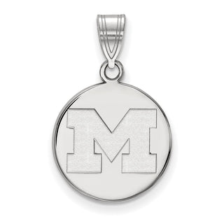 Sterling Silver Rhodium-plated LogoArt University of Michigan Letter M Medium Disc Pendant