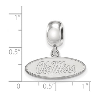 Sterling Silver Rhodium-plated LogoArt University of Mississippi Ole Miss Small Oval Dangle Bead Charm
