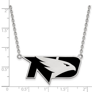 Sterling Silver Rhodium-plated LogoArt University of North Dakota Large Enameled Pendant 18 inch Necklace