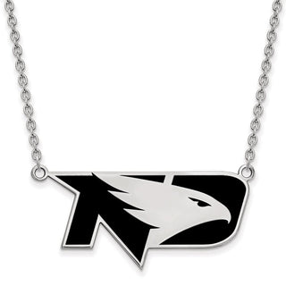 Sterling Silver Rhodium-plated LogoArt University of North Dakota Large Enameled Pendant 18 inch Necklace