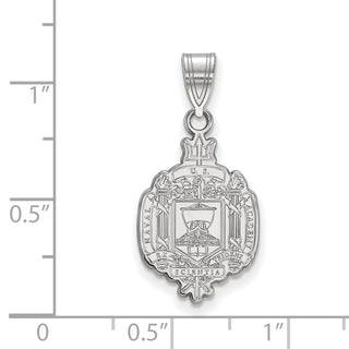 Sterling Silver Rhodium-plated LogoArt US Naval Academy Large Crest Pendant