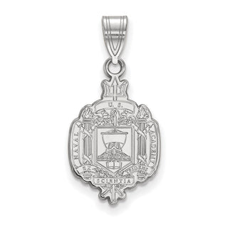 Sterling Silver Rhodium-plated LogoArt US Naval Academy Large Crest Pendant