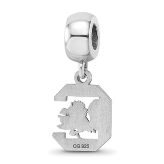 Sterling Silver Rhodium-plated LogoArt University of South Carolina Small Dangle Bead Charm