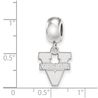 Sterling Silver Rhodium-plated LogoArt University of Virginia Small Dangle Bead Charm