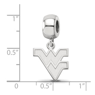 Sterling Silver Rhodium-plated LogoArt West Virginia University W-V Small Dangle Bead Charm