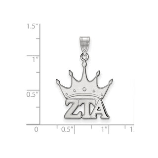 Sterling Silver Rhodium-plated LogoArt Zeta Tau Alpha Sorority Symbol Medium Pendant