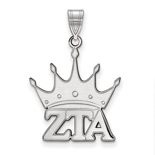 Sterling Silver Rhodium-plated LogoArt Zeta Tau Alpha Sorority Symbol Medium Pendant