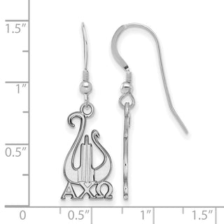 Sterling Silver Rhodium-plated LogoArt Alpha Chi Omega Sorority Symbol Medium Dangle Wire Earrings