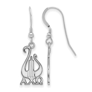 Sterling Silver Rhodium-plated LogoArt Alpha Chi Omega Sorority Symbol Medium Dangle Wire Earrings